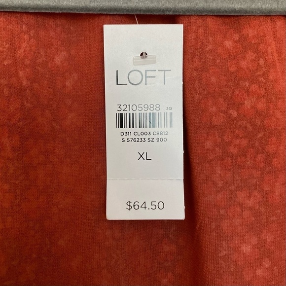 LOFT Ruffle V-Neck Floral Blouse Top in Deep Persimmon NEW - Picture 7 of 12